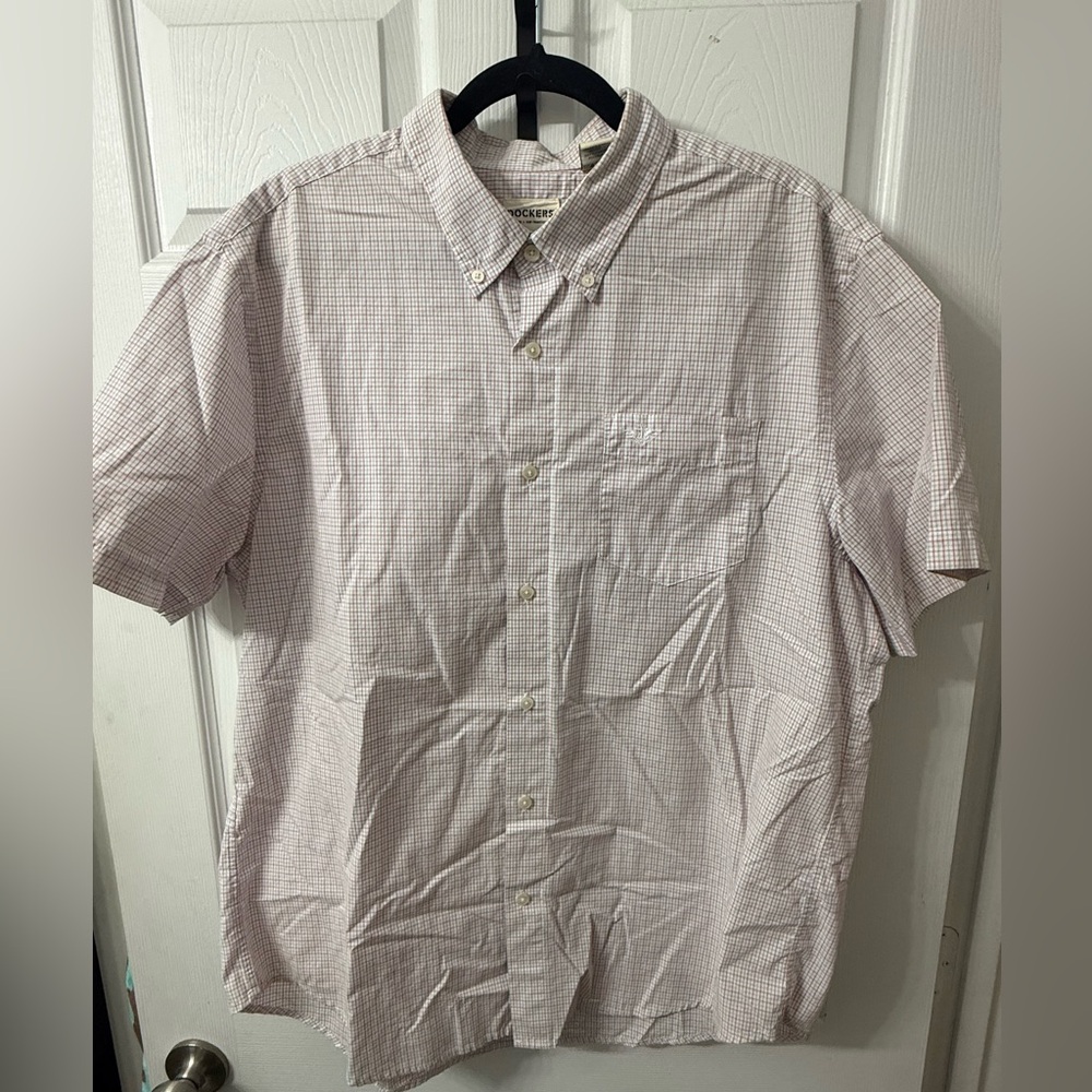 Dockers White Casual Button Down Shirt Lightweight Cotton